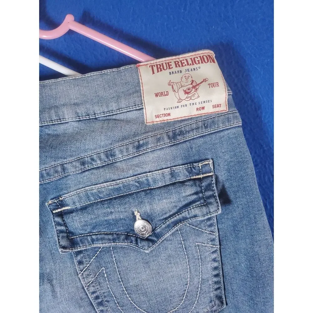 True Religion Ricky Jeans Shorts Men Size 42 Relaxed Straight Flap Pocket NEW